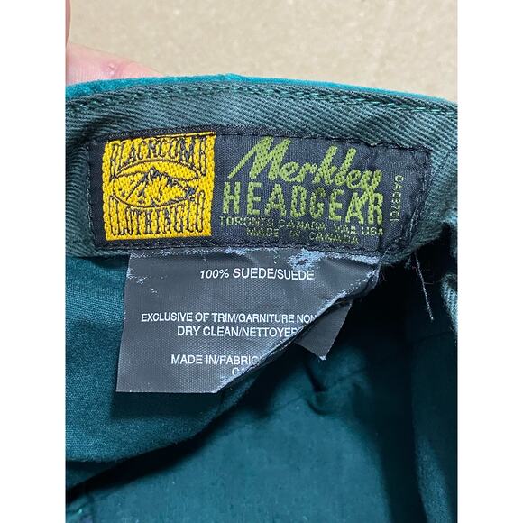 Vintage Black Comb Mountain Ski Hat Merkley - Turquoise Suede - cool Strap!! - Picture 5 of 10